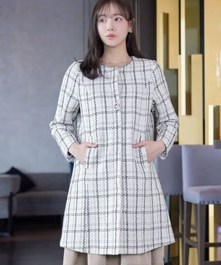 Tiaclasse L ツイードコート オフホワイト