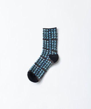 TRICOTE CHECK PILE SOCKS / CHECKパイルソックス 32BLUE