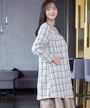 Tiaclasse L ツイードコート オフホワイト