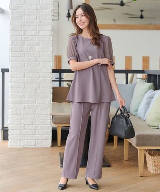 Tiaclasse 【洗える・接触冷感・紫外線ケア・サラごこち】選べるパンツ(テーパード/ワイド） ピンクモカ：ワイド