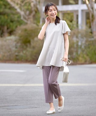 Tiaclasse 【洗える・接触冷感・紫外線ケア・サラごこち】選べるパンツ(テーパード/ワイド） ピンクモカ：ワイド