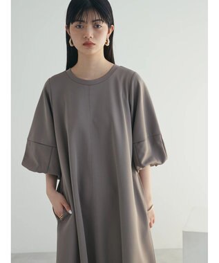 Green Parks armonia. 袖ボリュームポンチワンピース Gray Beige