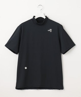 PW CIRCULUS 【MEN】【ストレッチ】バック アニマルプリント ロゴ モックネック シャツ ブラック系