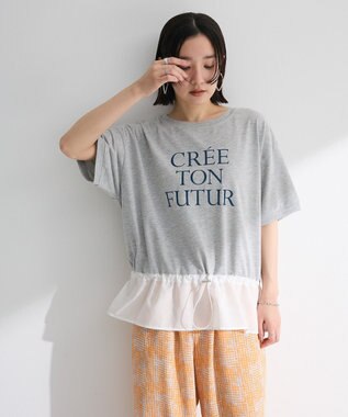 Green Parks ウエストドロストドッキングロゴプルオーバー Gray Mixture