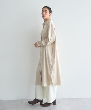 YECCA VECCA ヴィンテージサテンシャツワンピース Khaki