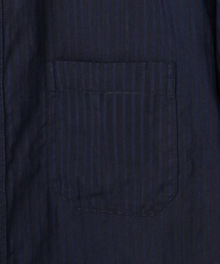 JOSEPH ABBOUD 【キングサイズ・2WAY】リバーシブルストライプ 七分袖 シャツ ネイビー系1