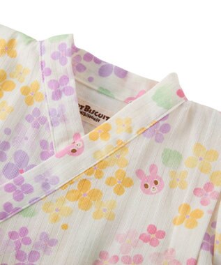MIKI HOUSE HOT BISCUITS 【60-80cm】総柄 甚平オール 黄