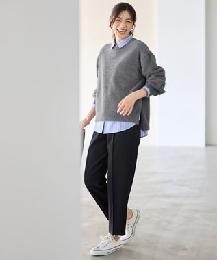 ANY L ショートシャギープルオーバーニット チャコール