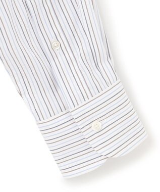 J.PRESS MEN 【PREMIUM PLEATS / 形態安定】ピンオックスカラードストライプシャツ / B.D. ブラウン系1