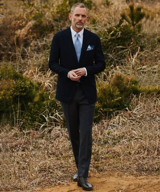 GOTAIRIKU ロングセラー【洗える/折り目加工/シワになりにくい/ウエストアジャスター】ウォッシャブル サマーウール100％パンツ_定番色(ノータック)23/24年モデル ミディアムグレー系