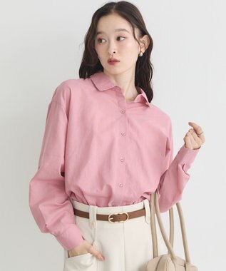earth music&ecology 【接触冷感】綿麻混ベーシックシャツ Pink