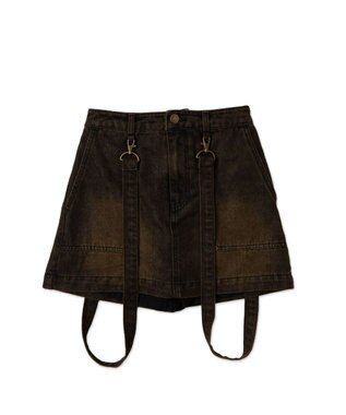 WEGO ヴィンテージウォッシュサス付スカパン ブラック