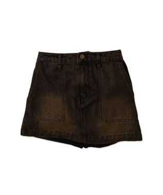 WEGO ヴィンテージウォッシュサス付スカパン ブラック