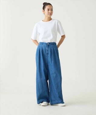 caqu FS linen relax pants コットンリネンリラックスワイドデニム