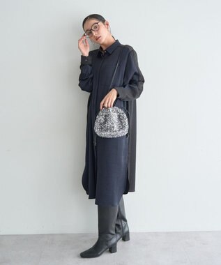 YECCA VECCA ヴィンテージサテンシャツワンピース Khaki