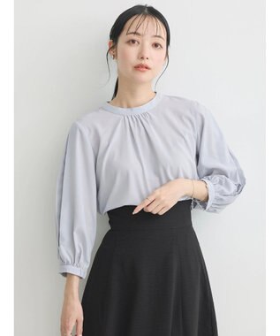 earth music&ecology レーススリーブブラウス Grayish Blue