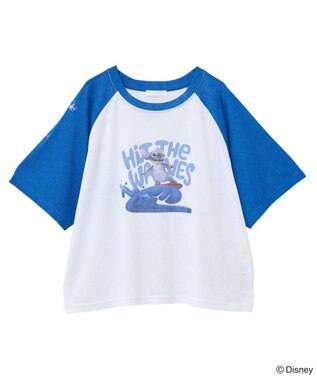 Green Parks スティッチ／シアー半袖ラグランＴシャツ Blue