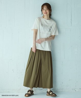 ANY 【MAISON KAYSERコラボ】箔プリントロゴ半袖Tシャツ エクリュ×シルバー