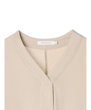 AMERICAN HOLIC 接触冷感Ｖネックリネンブレンドワンピース Gray Beige