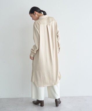 YECCA VECCA ヴィンテージサテンシャツワンピース Khaki