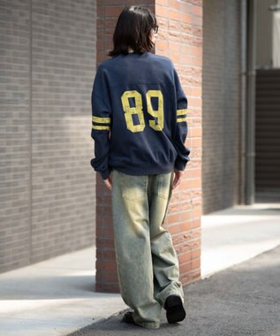 WEGO 【ユニセックス着用ITEM】ケミカルウォッシュナンバリングプルオーバー ネイビー