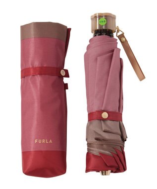 MOONBAT FURLA(フルラ) カラーボーダー 折りたたみ傘 大きめ 55cm 日本製 ダークレッド