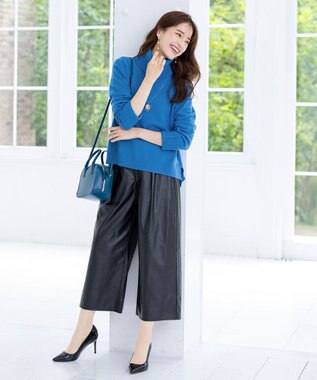 Tiaclasse 【洗える】もっちり柔らかいリブタートルプルオーバーニット ブルー