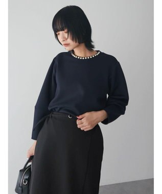 Green Parks パール付ポンチカットプルオーバー Navy