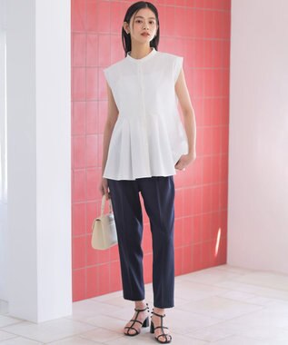 組曲 ライトリネンライクテーパード パンツ ネイビー系