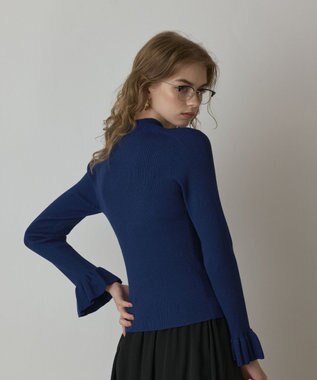 GRACE CONTINENTAL ラメリブニットトップ ブルー