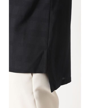 DAKS シャドーチェック 7分袖オーバーシャツ ネイビー