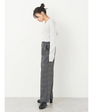 earth music&ecology チェックストレートパンツ Check Beige