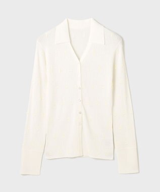 GRACE CONTINENTAL ビジューリブニットトップ ホワイト