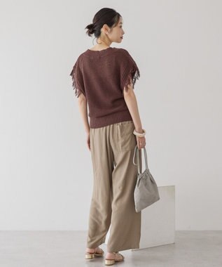 AMERICAN HOLIC 袖フリンジショート丈プルオーバー Brown