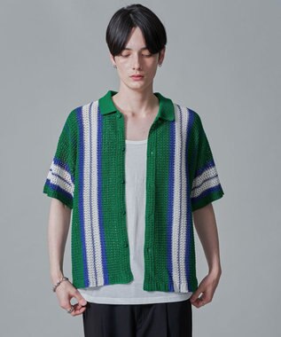 WEGO ラインニットシャツ（SS） グリーン