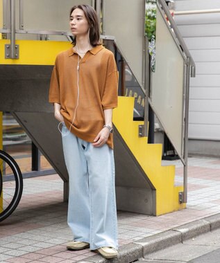 WEGO 【ユニセックス着用ITEM/SMLサイズ展開】デニムルーズフレアパンツ デニム淡色