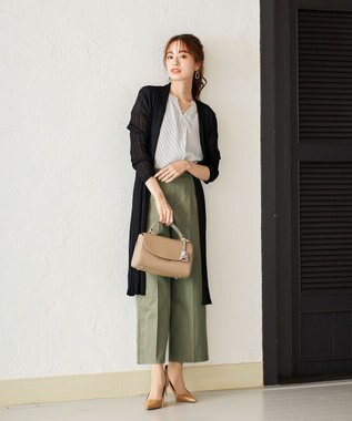 Tiaclasse 【UVケア・接触冷感】さらっと羽織れる膝丈ロングトッパーカーディガン ブラック