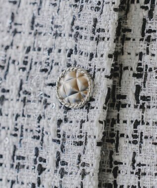 Tiaclasse 【洗える】ツイードノーカラージャレロ ホワイト