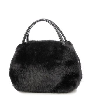 UNBILLION カシュカシュ cachecache / ミンク風エコファー2wayボックストート ブラック