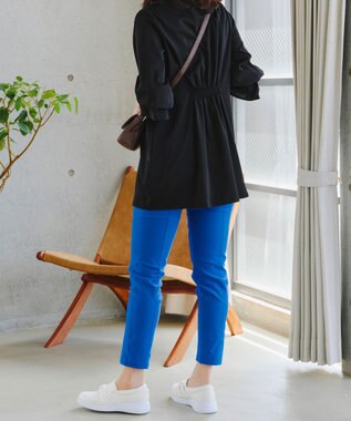 Tiaclasse   【洗える】バックシャーリングスキッパーチュニックブラウス ブラック