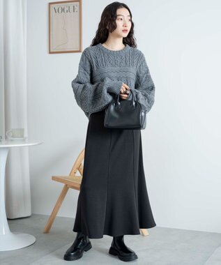 WEGO ケーブルショートニット 杢グレー