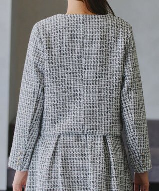 Tiaclasse 【洗える】ツイードノーカラージャレロ ホワイト