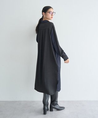 YECCA VECCA ヴィンテージサテンシャツワンピース Khaki