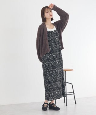 earth music&ecology 【予約】ぽんぽんスキッパーカーディガン ブラウン