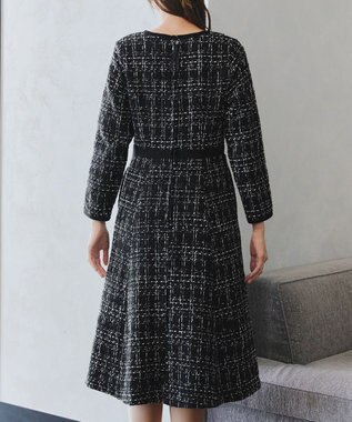 Tiaclasse 【安田美沙子さん着用・洗える】配色ツイードワンピース ブラック