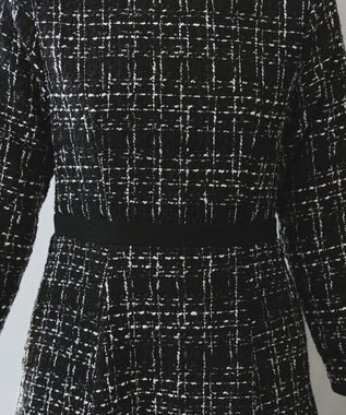 Tiaclasse 【安田美沙子さん着用・洗える】配色ツイードワンピース ブラック