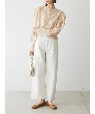 Green Parks AnriettMusee 花柄オパールシャーリングブラウス Beige