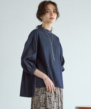 【SLOW/一部店舗限定】ライトオンス デニム バックリボン ブラウス