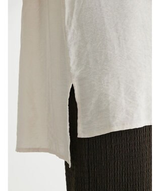 Green Parks バンドカラーポケット付きシアーシャツ Gray Beige