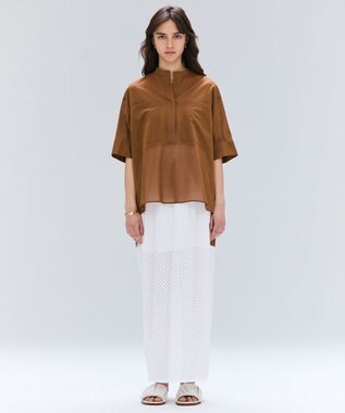 BEIGE， 【洗える】PICCOLO / パンチングドットIラインスカート White